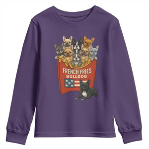 Funny French Fries Bulldog Youth Sweatshirt Dog Lover Gift TS12 Purple Print Your Wear