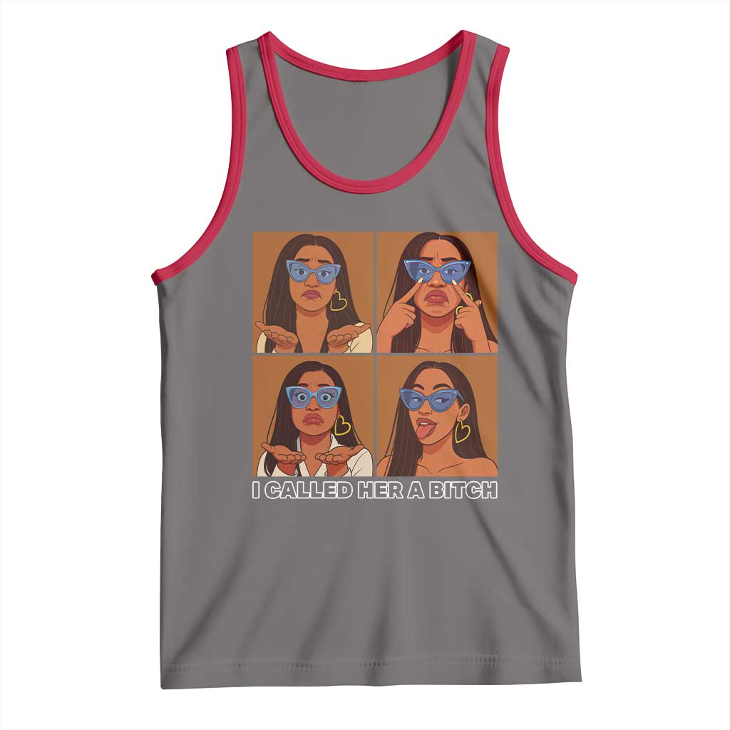 I Called Her A Bitch Tank Top Funny Court Sarcasm TS12 Deep Heather Red Print Your Wear