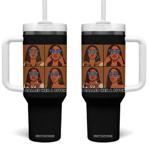 I Called Her A Bitch Tumbler With Handle Funny Court Sarcasm TS12 One Size: 40 oz Black Print Your Wear