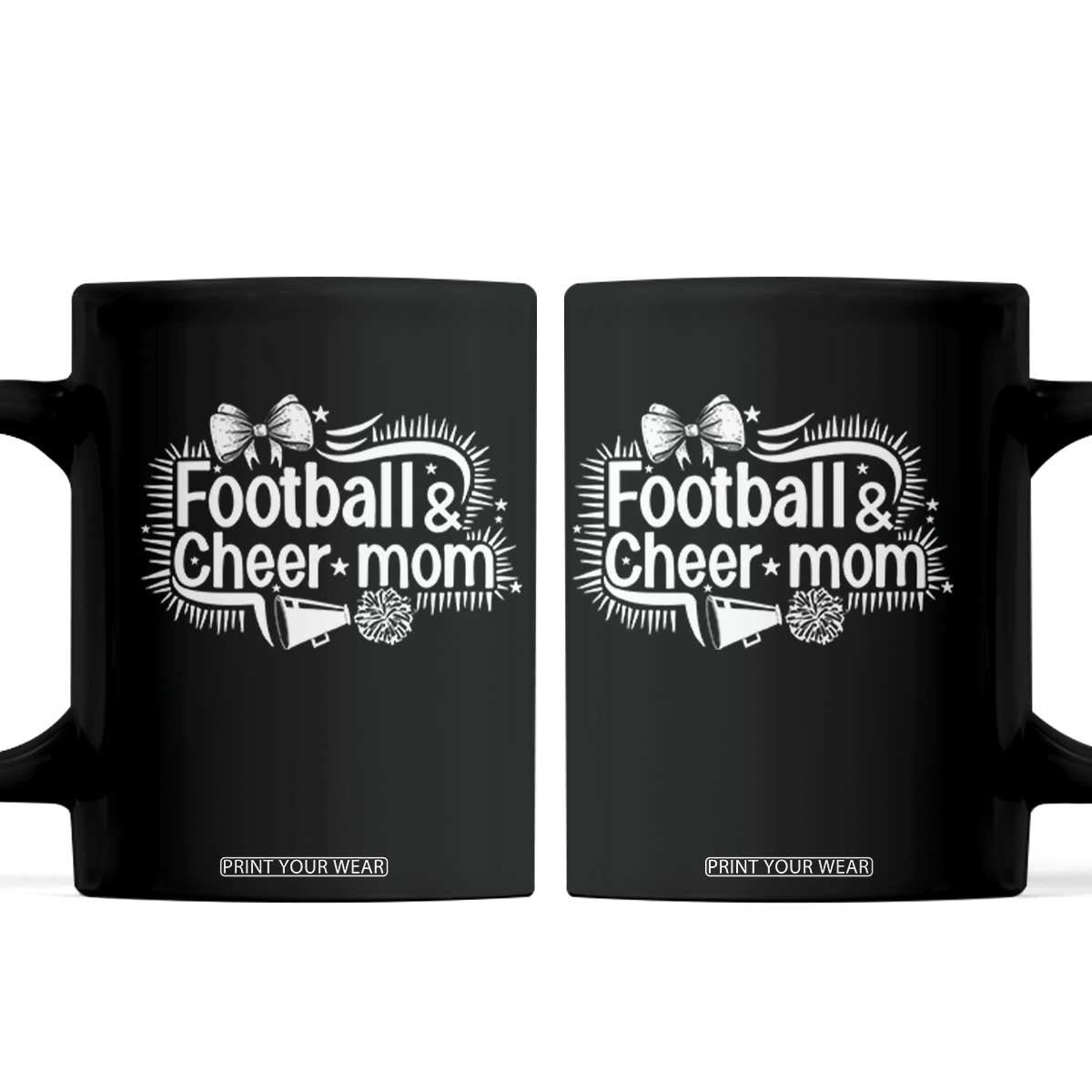 Football And Cheer Mom Quote Coffee Mug Sport Cheerleading Season Gift TS12 Black Print Your Wear