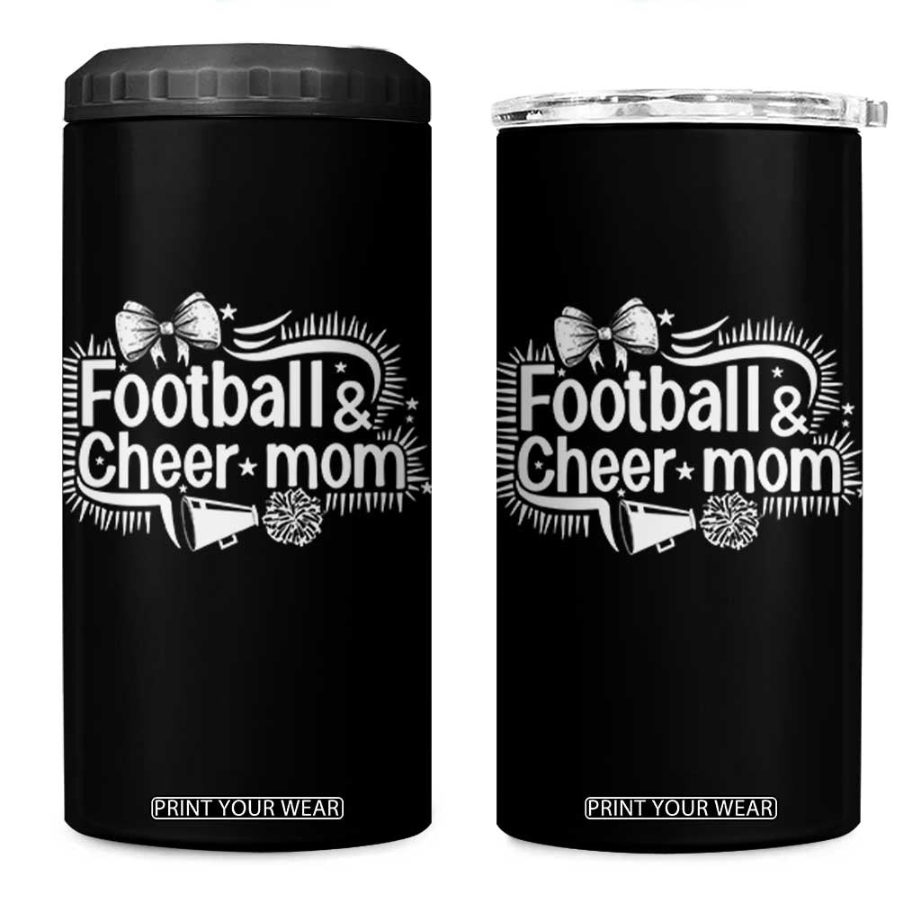 Football And Cheer Mom Quote 4 in 1 Can Cooler Tumbler Sport Cheerleading Season Gift TS12 One Size: 16 oz Black Print Your Wear