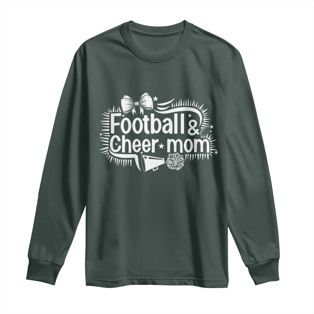 Football And Cheer Mom Quote Long Sleeve Shirt Sport Cheerleading Season Gift TS12 Dark Forest Green Print Your Wear
