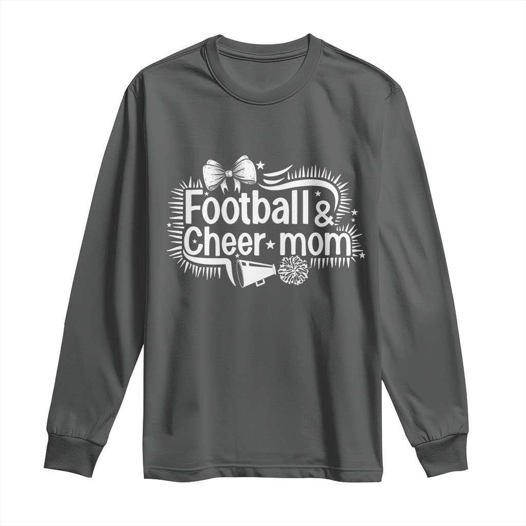 Football And Cheer Mom Quote Long Sleeve Shirt Sport Cheerleading Season Gift TS12 Dark Heather Print Your Wear