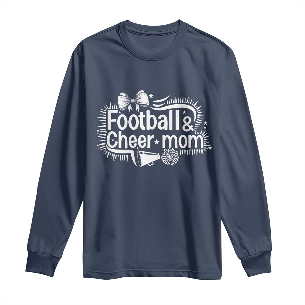 Football And Cheer Mom Quote Long Sleeve Shirt Sport Cheerleading Season Gift TS12 Navy Print Your Wear