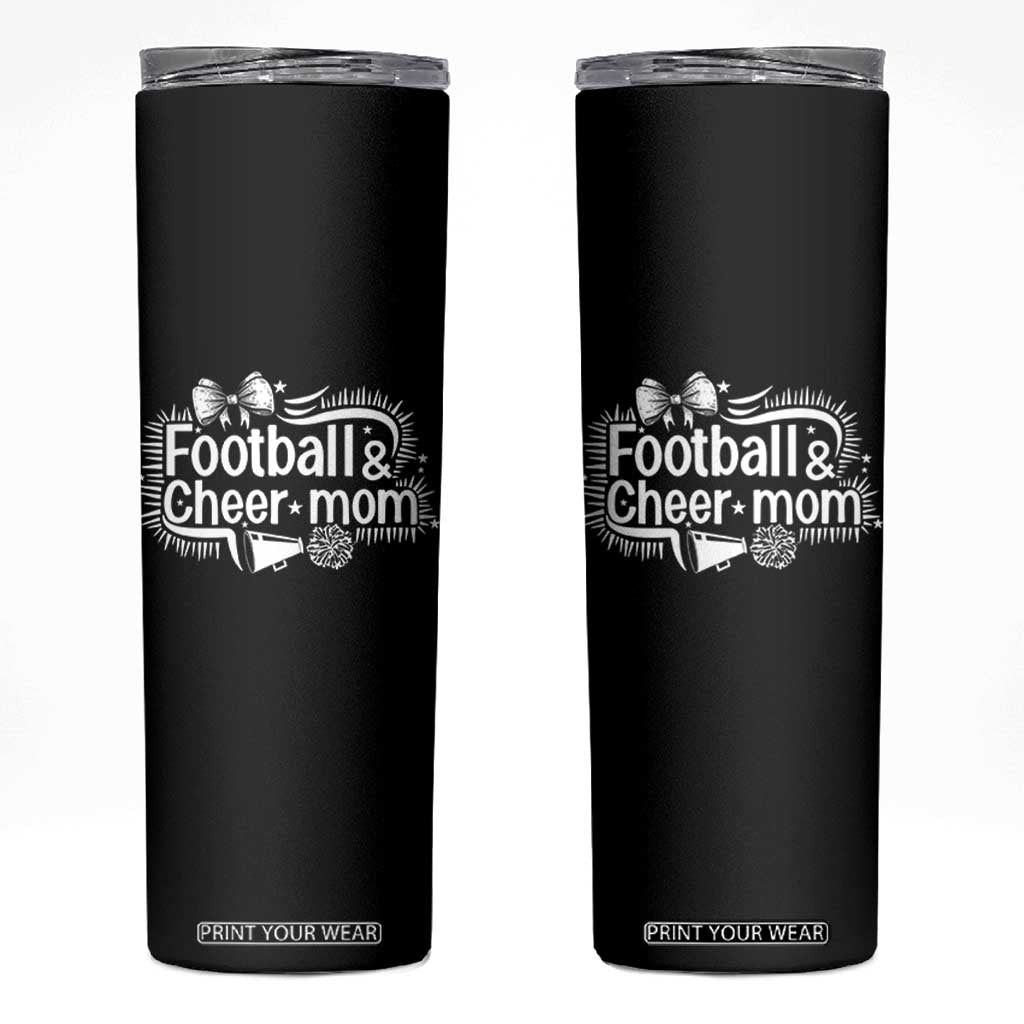 Football And Cheer Mom Quote Skinny Tumbler Sport Cheerleading Season Gift TS12 Black Print Your Wear