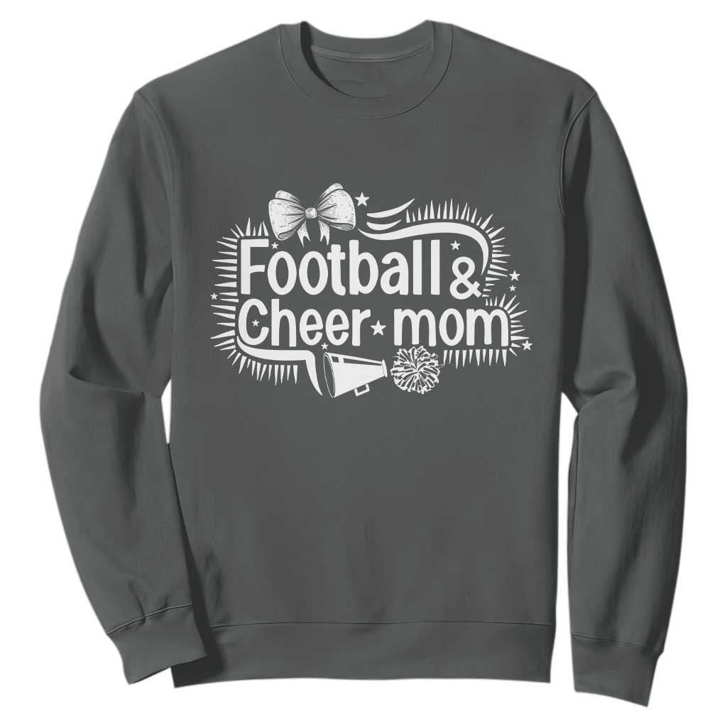 Football And Cheer Mom Quote Sweatshirt Sport Cheerleading Season Gift TS12 Dark Heather Print Your Wear