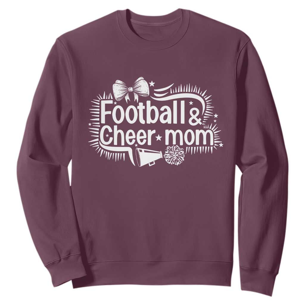 Football And Cheer Mom Quote Sweatshirt Sport Cheerleading Season Gift TS12 Maroon Print Your Wear