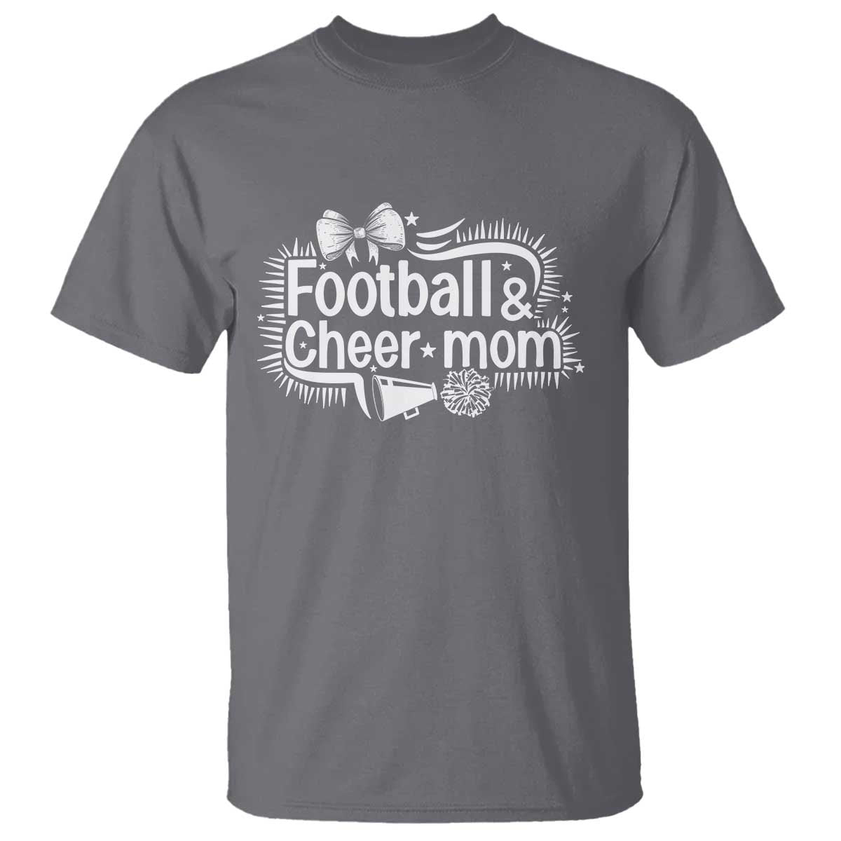 Football And Cheer Mom Quote T Shirt Sport Cheerleading Season Gift TS12 Charcoal Print Your Wear