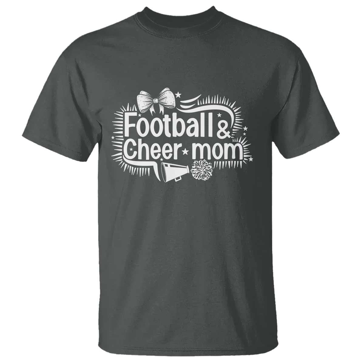 Football And Cheer Mom Quote T Shirt Sport Cheerleading Season Gift TS12 Dark Heather Print Your Wear