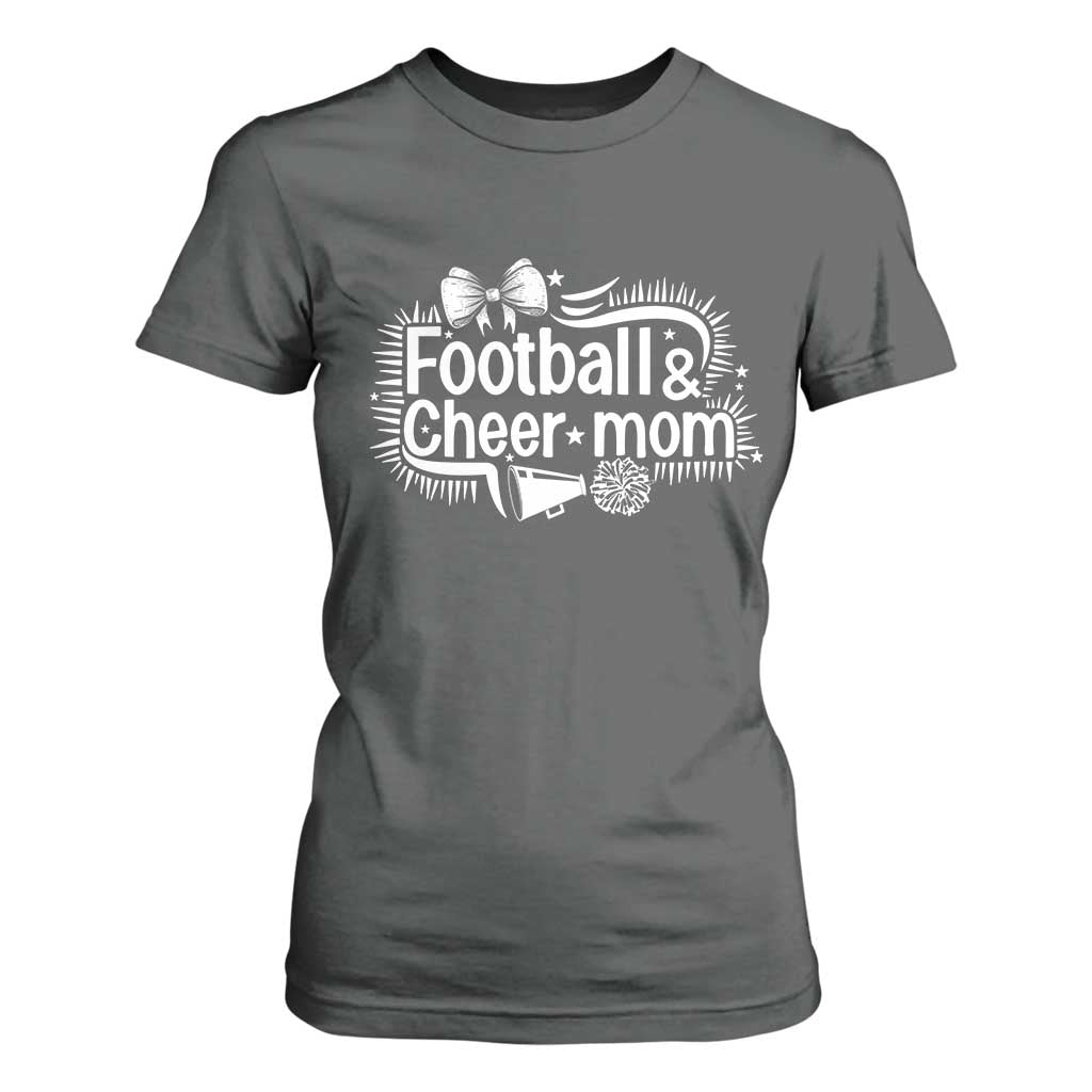 Football And Cheer Mom Quote T Shirt For Women Sport Cheerleading Season Gift TS12 Dark Heather Print Your Wear