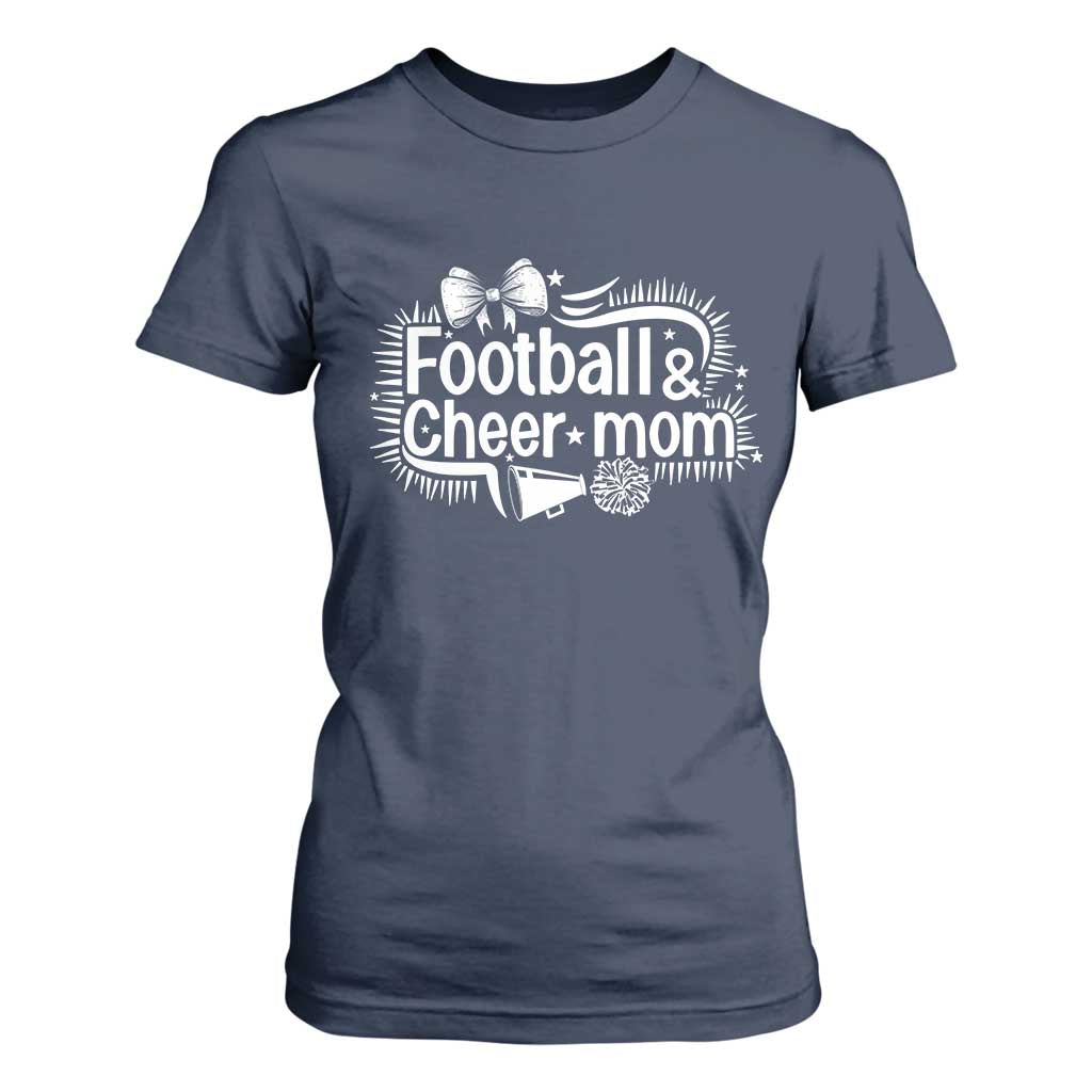 Football And Cheer Mom Quote T Shirt For Women Sport Cheerleading Season Gift TS12 Navy Print Your Wear