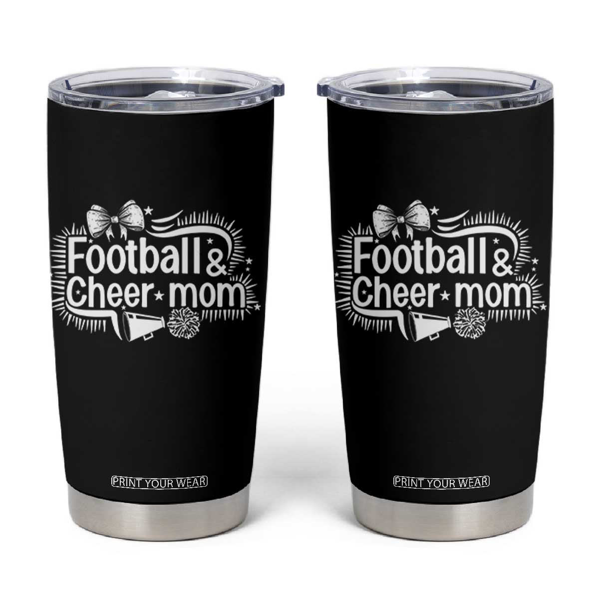 Football And Cheer Mom Quote Tumbler Cup Sport Cheerleading Season Gift TS12 Black Print Your Wear