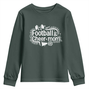 Football And Cheer Mom Quote Youth Sweatshirt Sport Cheerleading Season Gift TS12 Dark Forest Green Print Your Wear