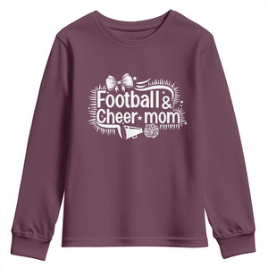 Football And Cheer Mom Quote Youth Sweatshirt Sport Cheerleading Season Gift TS12 Maroon Print Your Wear