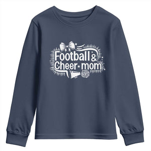 Football And Cheer Mom Quote Youth Sweatshirt Sport Cheerleading Season Gift TS12 Navy Print Your Wear