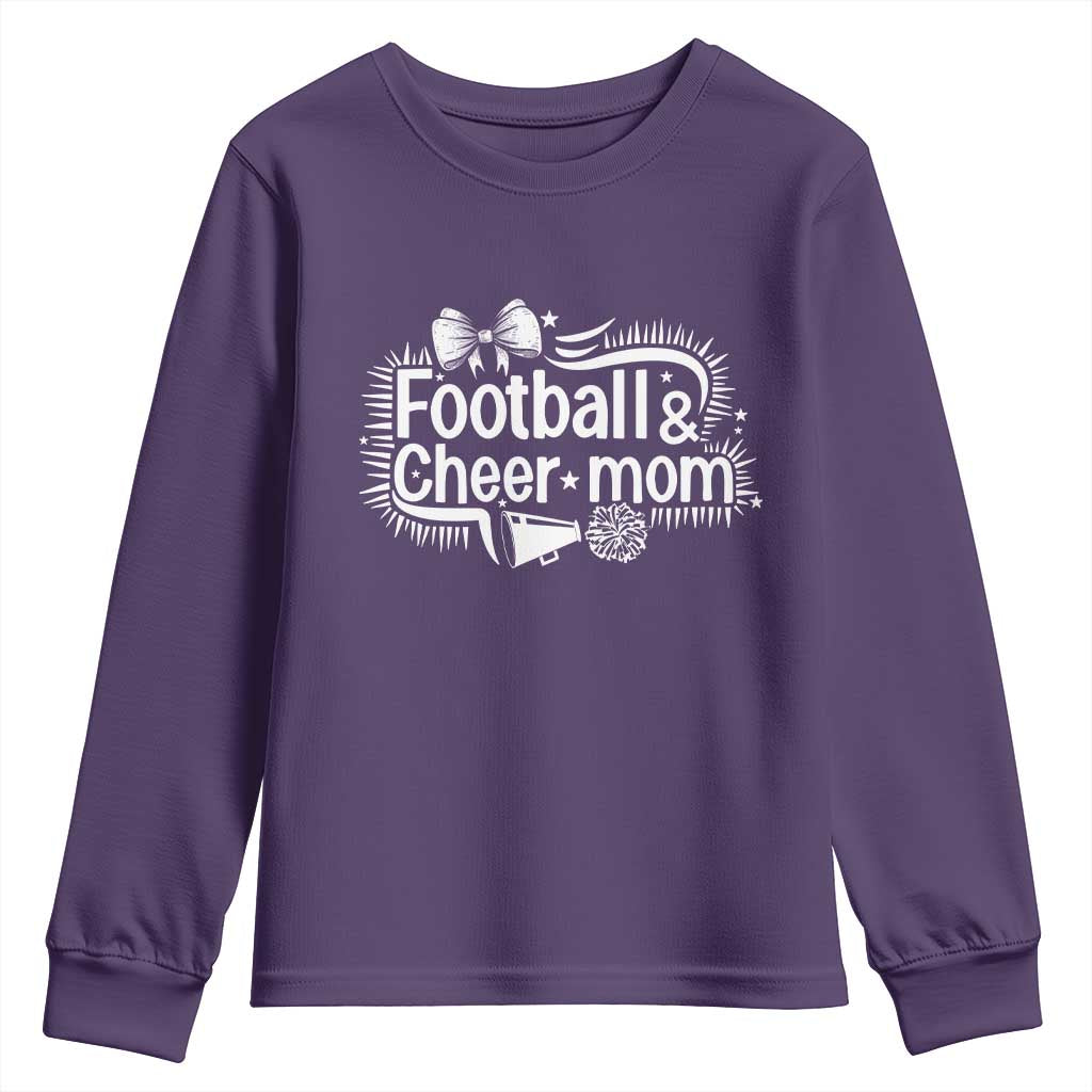 Football And Cheer Mom Quote Youth Sweatshirt Sport Cheerleading Season Gift TS12 Purple Print Your Wear