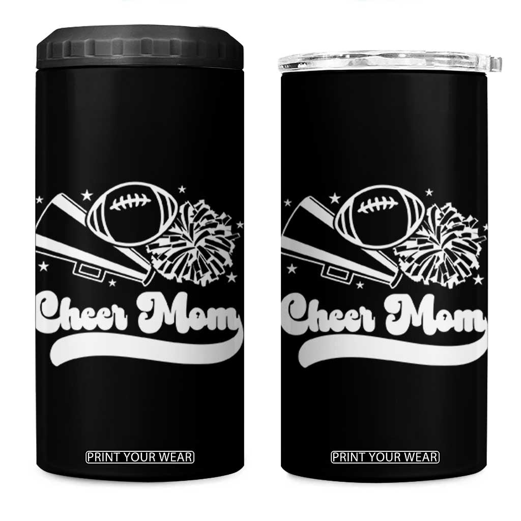 Cheer Mom Football Game Day 4 in 1 Can Cooler Tumbler Cheerleader Team Spirit Gift TS12 One Size: 16 oz Black Print Your Wear