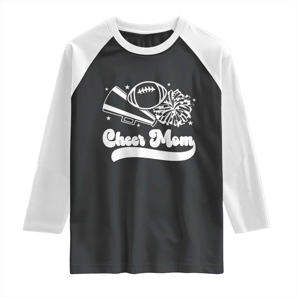 Cheer Mom Football Game Day Raglan Shirt Cheerleader Team Spirit Gift TS12 Black White Print Your Wear