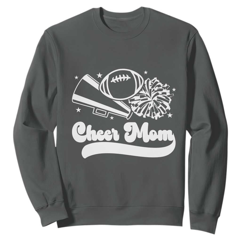 Cheer Mom Football Game Day Sweatshirt Cheerleader Team Spirit Gift TS12 Dark Heather Print Your Wear
