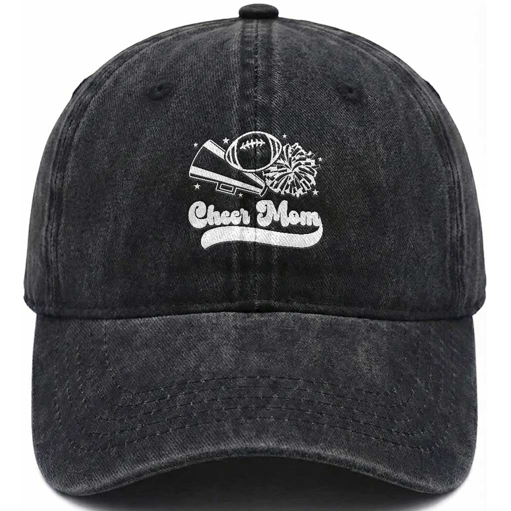 Cheer Mom Football Game Day Washed Cotton Baseball Cap Cheerleader Team Spirit Gift TS12 Print Your Wear