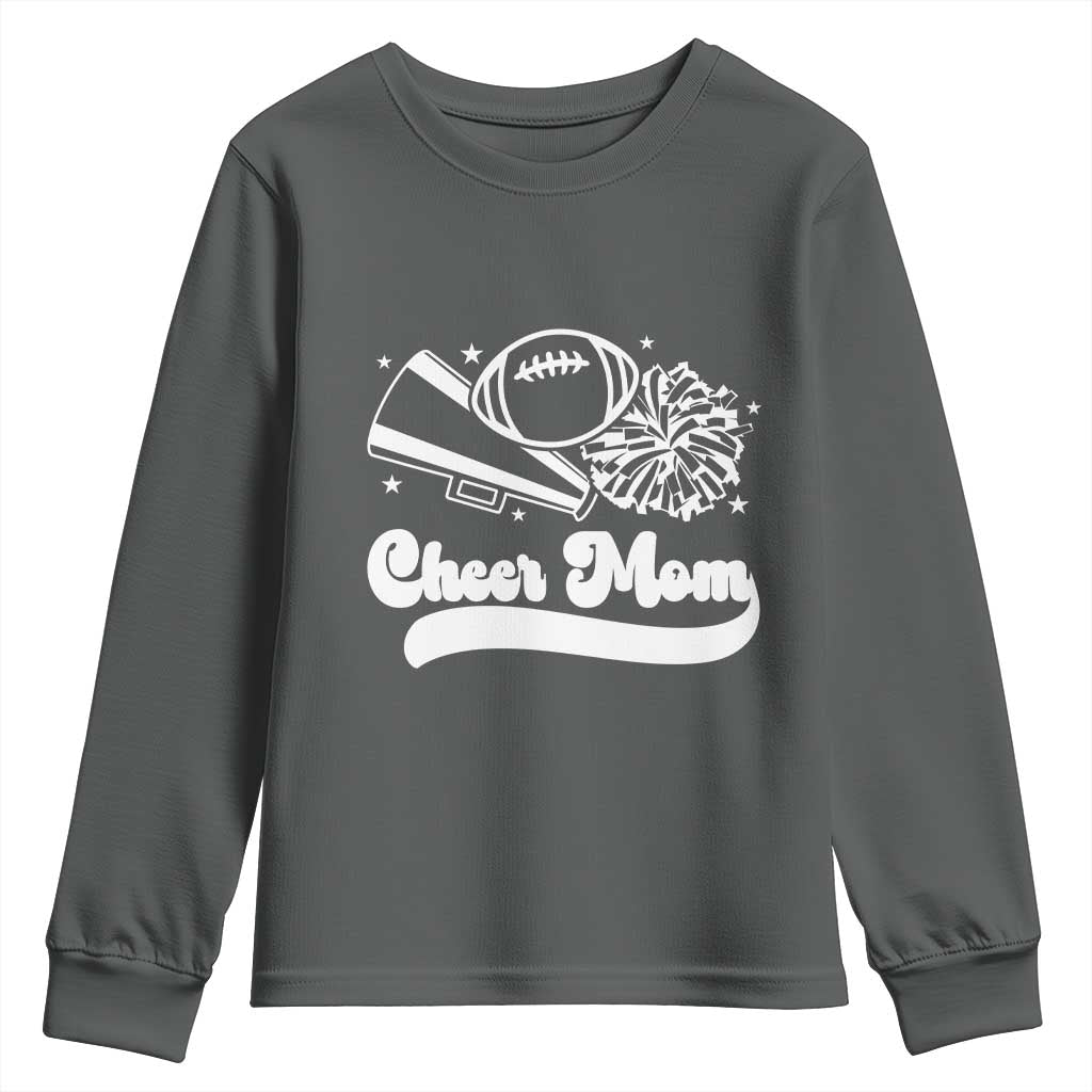 Cheer Mom Football Game Day Youth Sweatshirt Cheerleader Team Spirit Gift TS12 Dark Heather Print Your Wear
