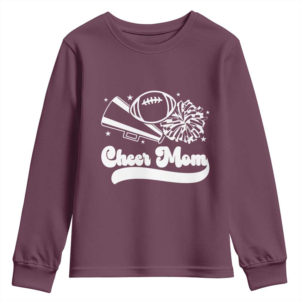 Cheer Mom Football Game Day Youth Sweatshirt Cheerleader Team Spirit Gift TS12 Maroon Print Your Wear
