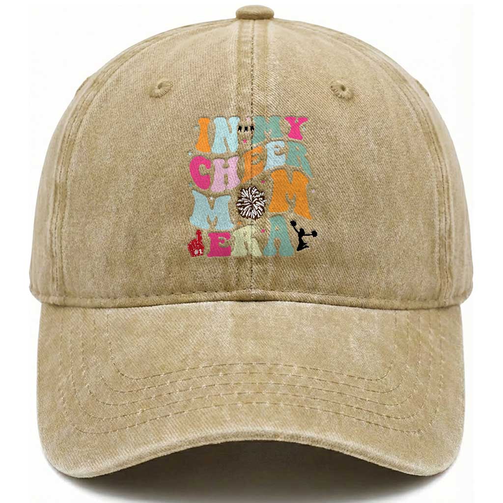 In My Cheer Mom Era Washed Cotton Baseball Cap Cheerleading Gift TS12 Print Your Wear
