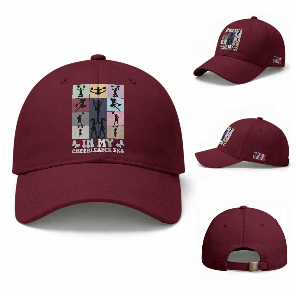 In My Cheer Mom Era Baseball Cap Cheerleader Squad Fan Gift TS12 Baseball Cap Universal Fit Maroon Print Your Wear