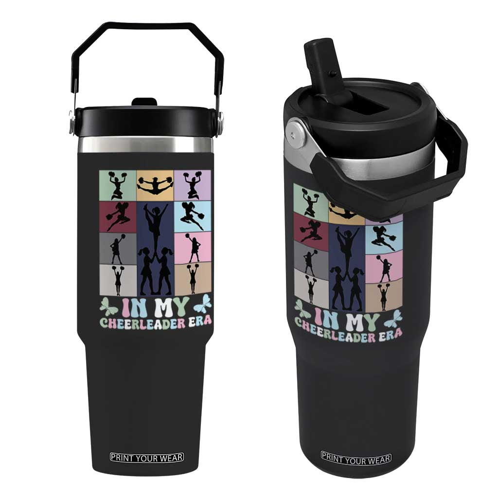 In My Cheer Mom Era Flip Straw Tumbler Cheerleader Squad Fan Gift TS12 One Size: 30 oz Black Print Your Wear