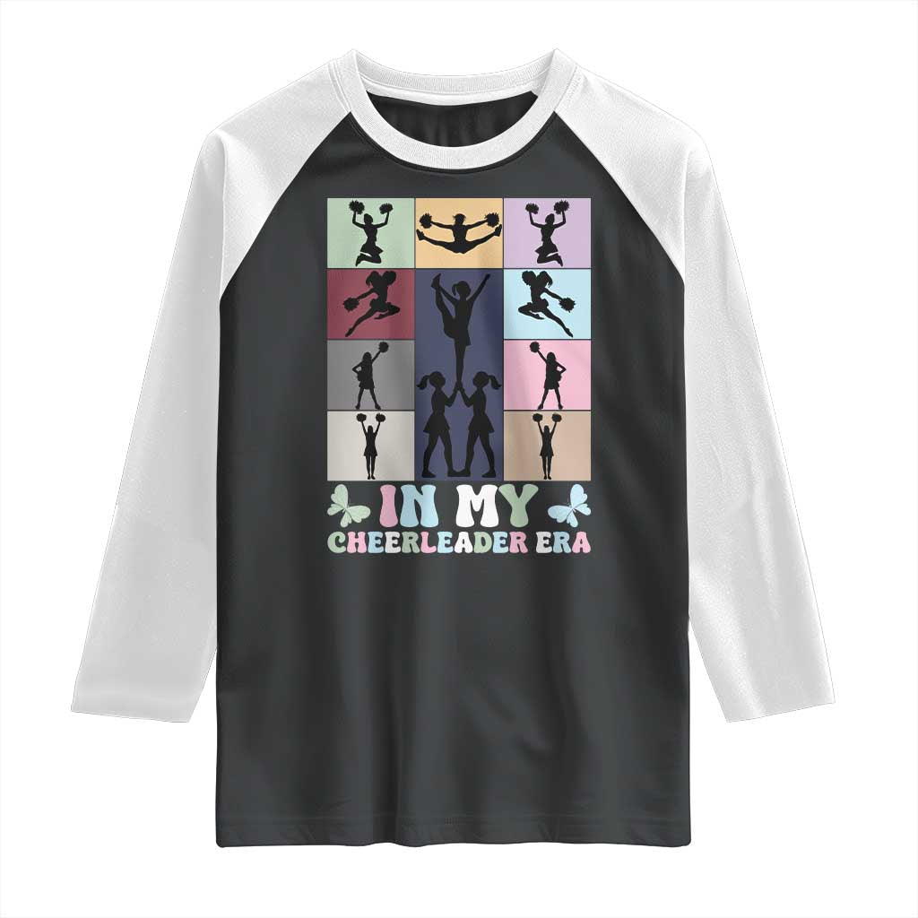 In My Cheer Mom Era Raglan Shirt Cheerleader Squad Fan Gift TS12 Black White Print Your Wear