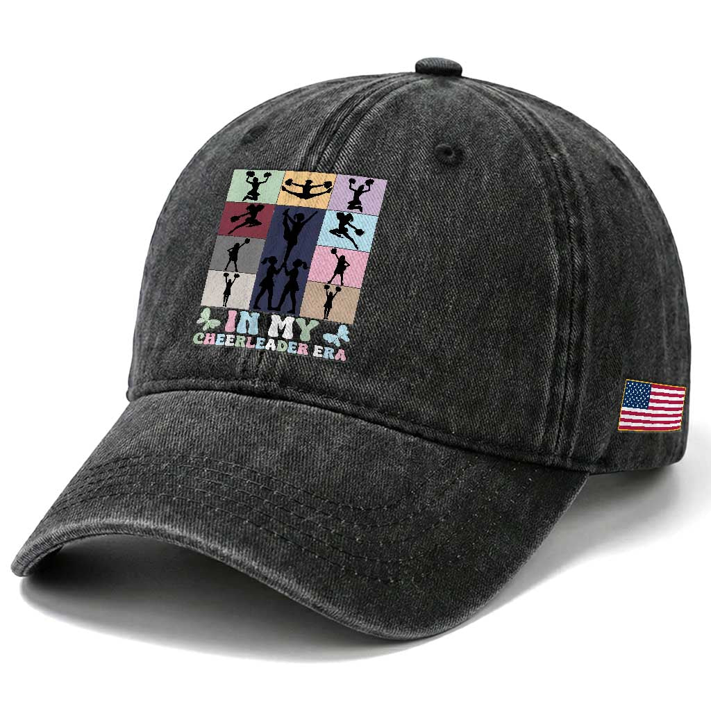 In My Cheer Mom Era Washed Cotton Baseball Cap Cheerleader Squad Fan Gift TS12 Print Your Wear