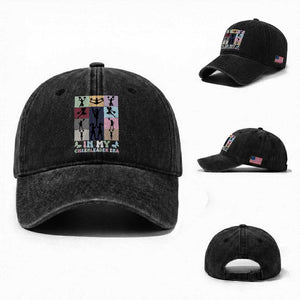 In My Cheer Mom Era Washed Cotton Baseball Cap Cheerleader Squad Fan Gift TS12 Washed Cap Universal Fit Black Print Your Wear