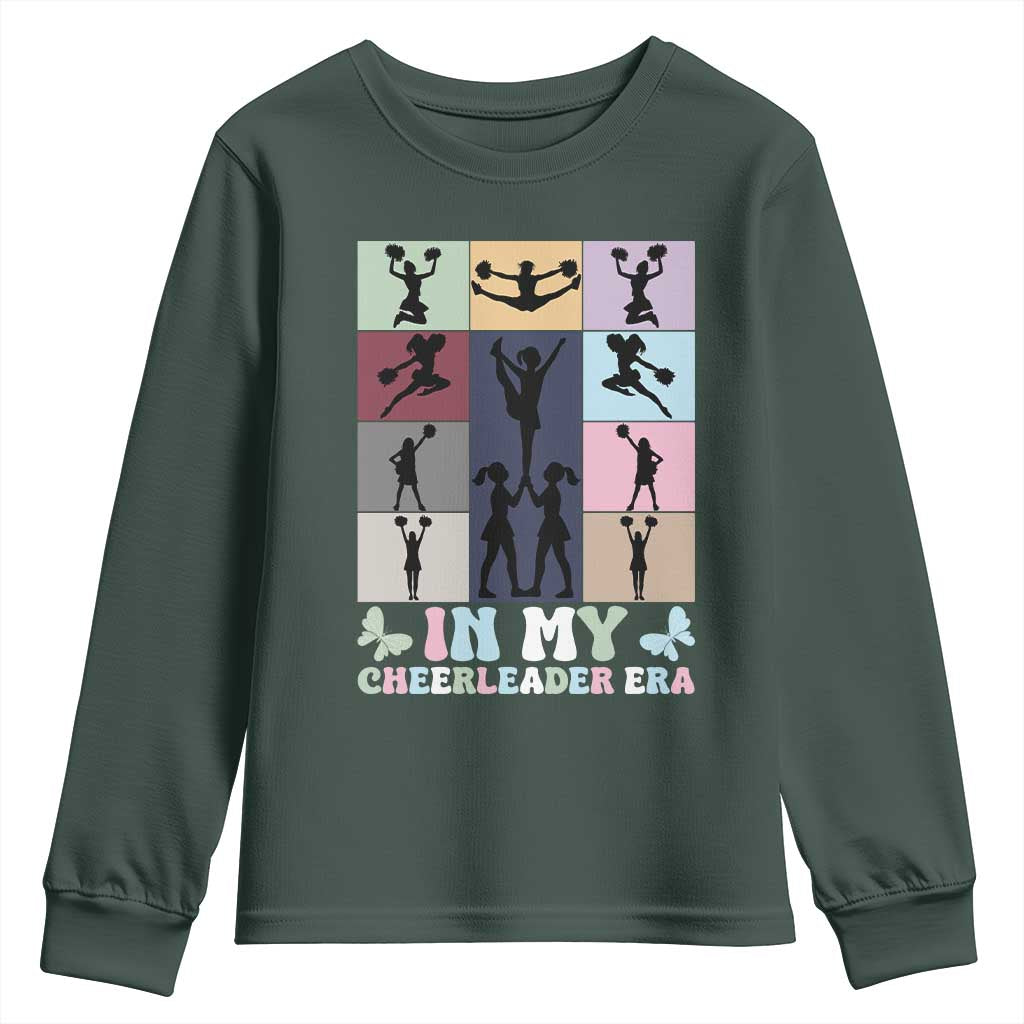 In My Cheer Mom Era Youth Sweatshirt Cheerleader Squad Fan Gift TS12 Dark Forest Green Print Your Wear