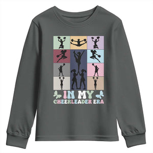 In My Cheer Mom Era Youth Sweatshirt Cheerleader Squad Fan Gift TS12 Dark Heather Print Your Wear