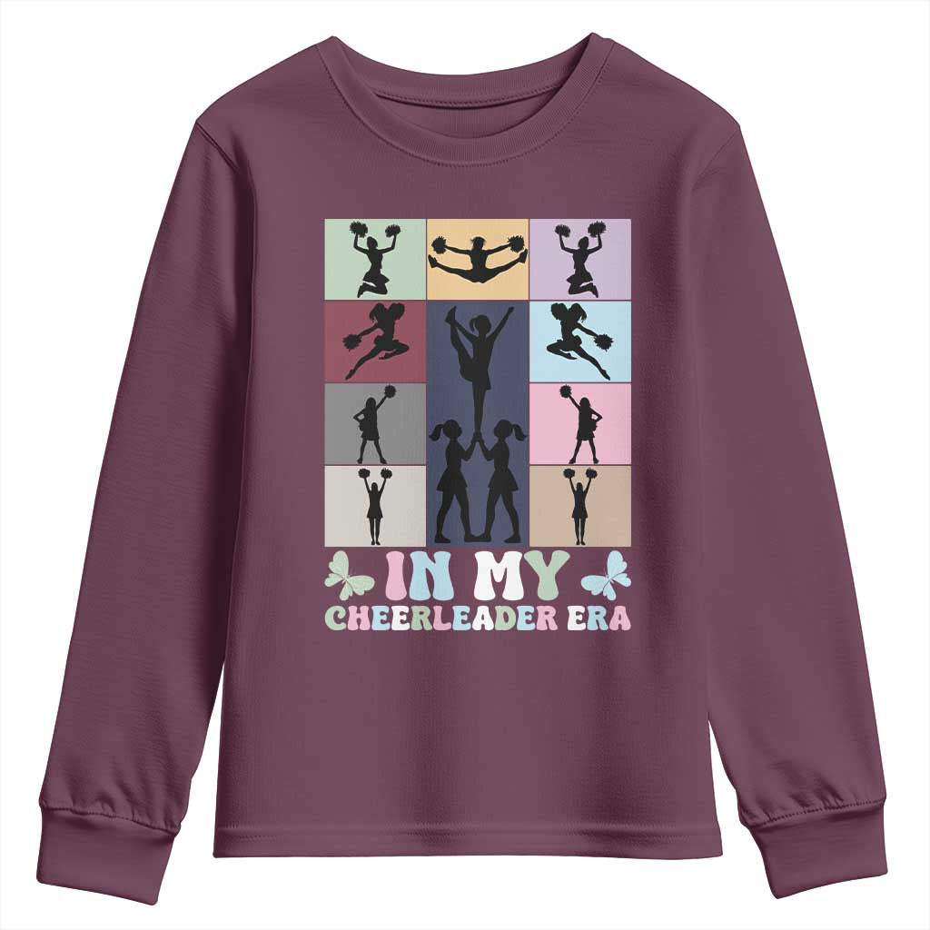 In My Cheer Mom Era Youth Sweatshirt Cheerleader Squad Fan Gift TS12 Maroon Print Your Wear