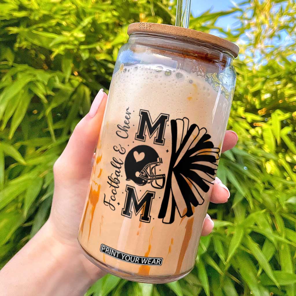 Proud Football And Cheer Mom Quote Glass Can Gift For Sports Season TS12 White Print Your Wear