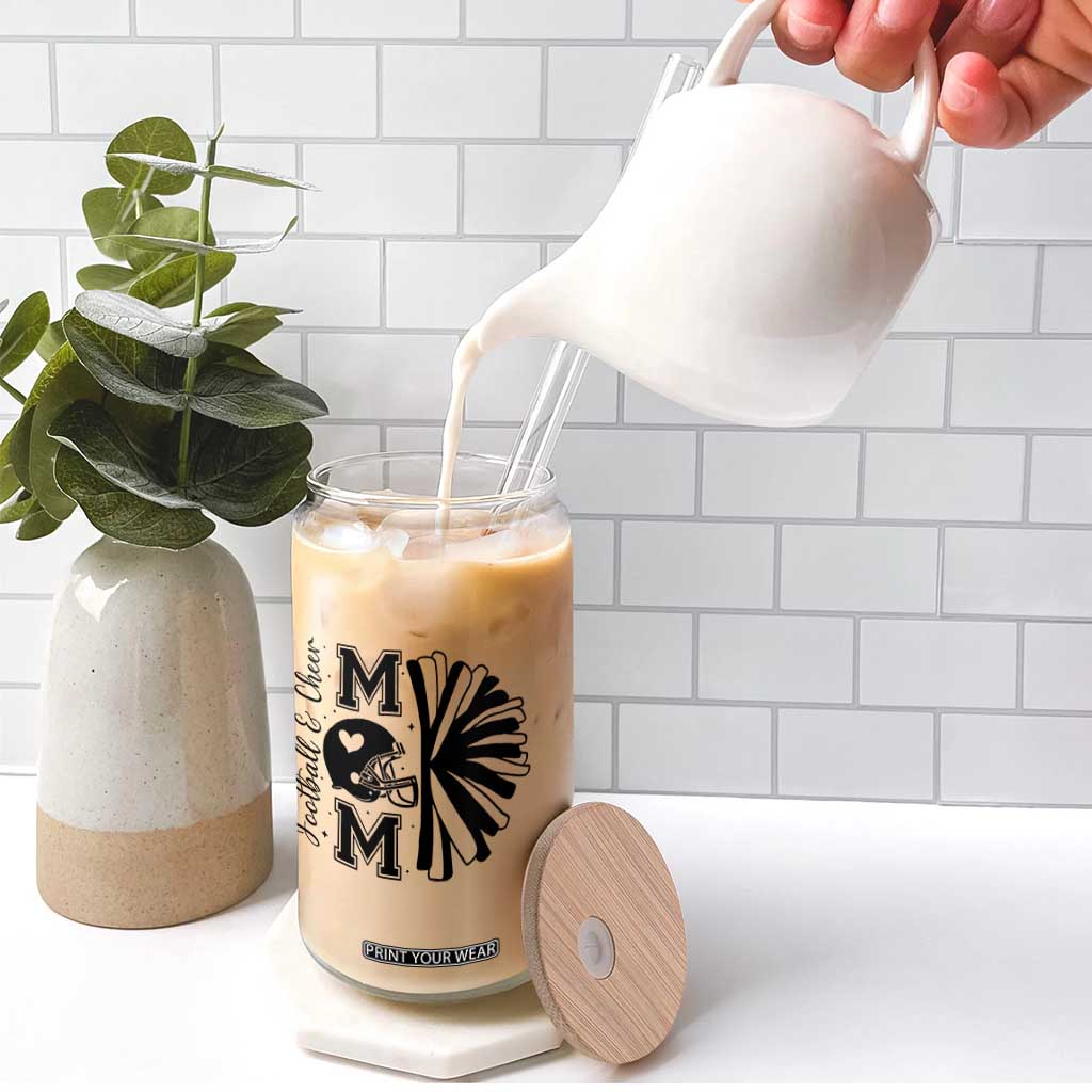 Proud Football And Cheer Mom Quote Glass Can Gift For Sports Season TS12 Print Your Wear