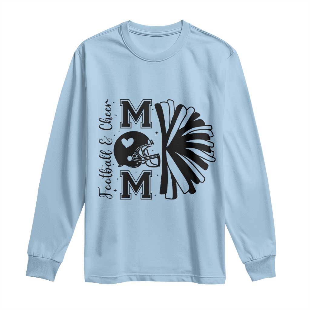 Proud Football And Cheer Mom Quote Long Sleeve Shirt Gift For Sports Season TS12 Light Blue Print Your Wear