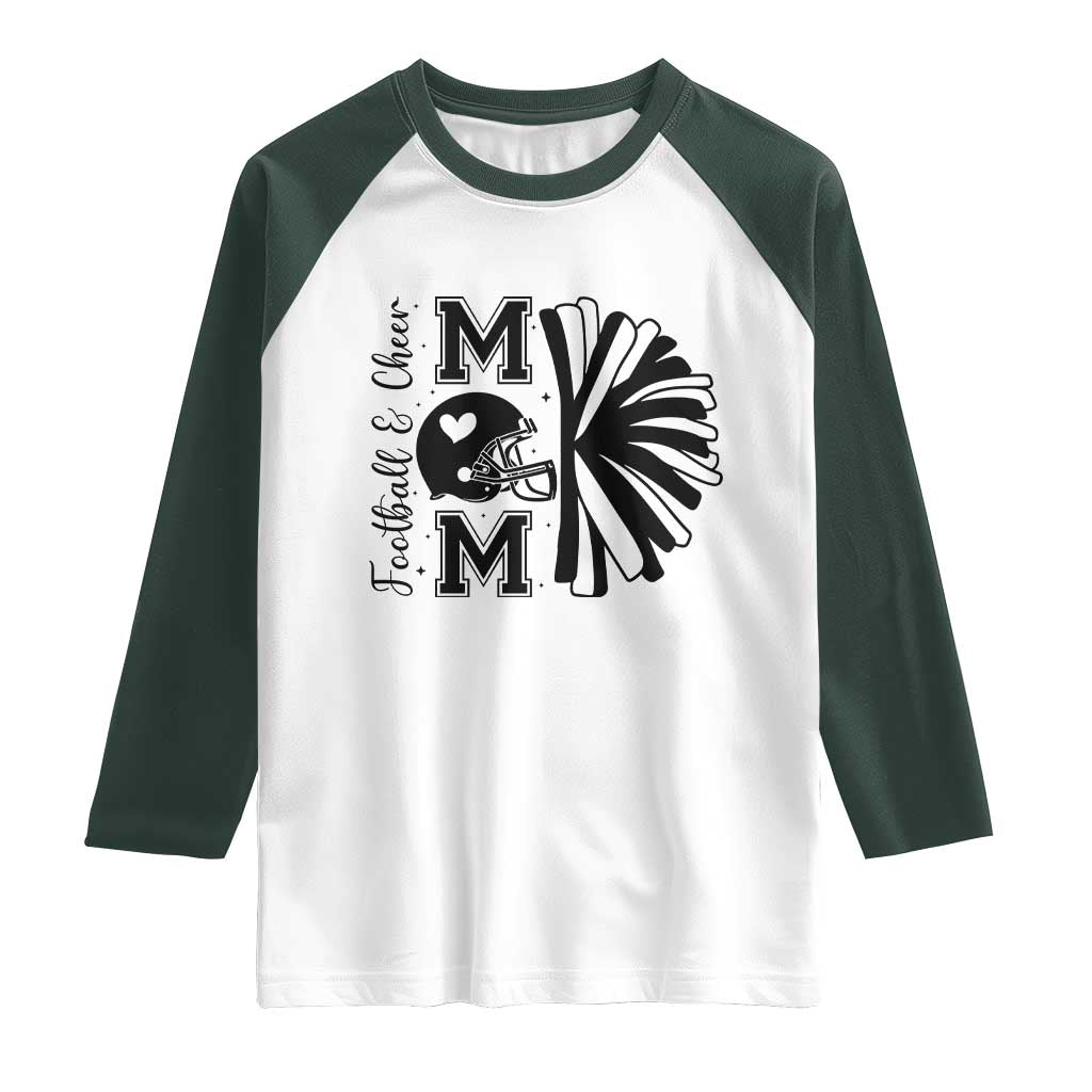 Proud Football And Cheer Mom Quote Raglan Shirt Gift For Sports Season TS12 White Dark Forest Green Print Your Wear