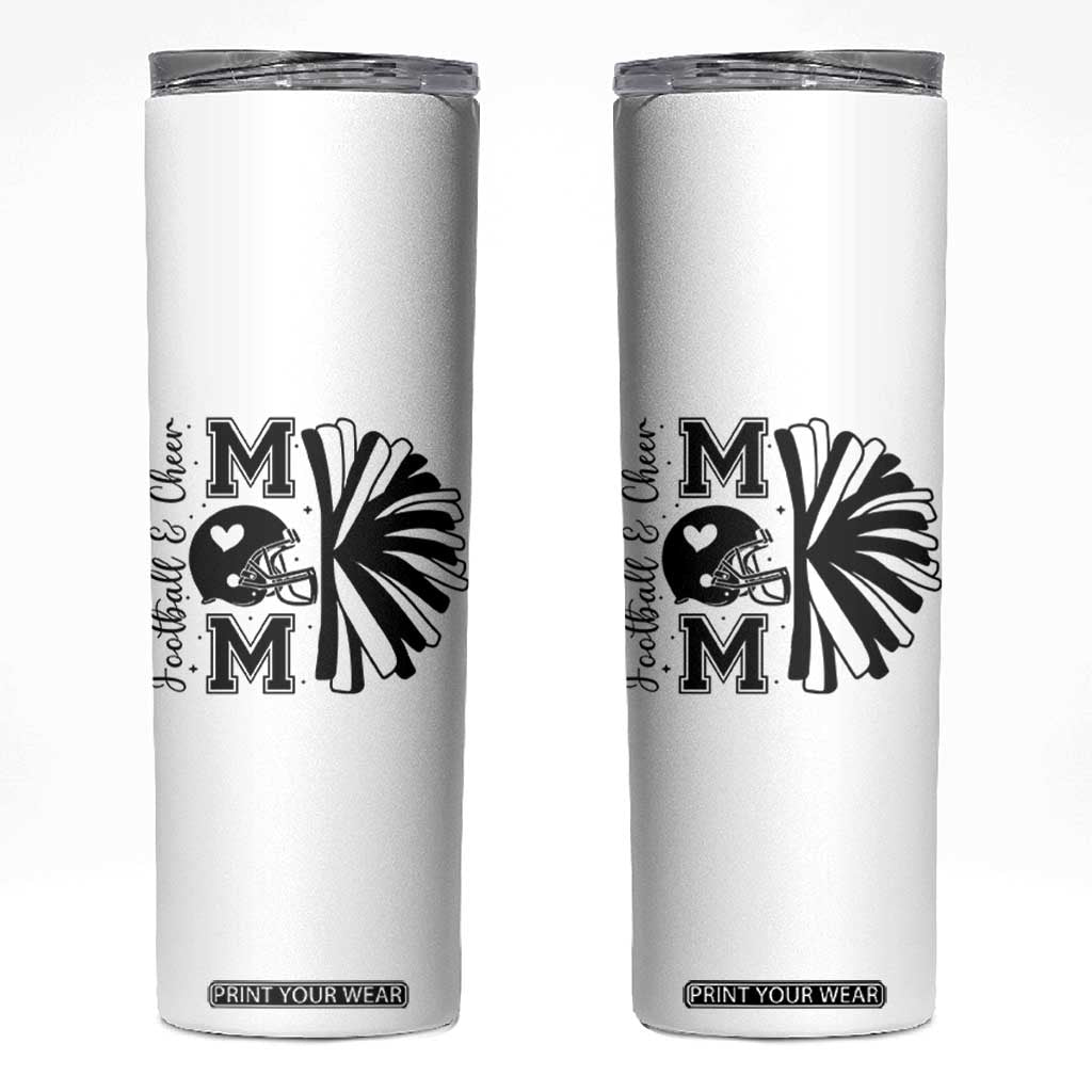 Proud Football And Cheer Mom Quote Skinny Tumbler Gift For Sports Season TS12 White Print Your Wear