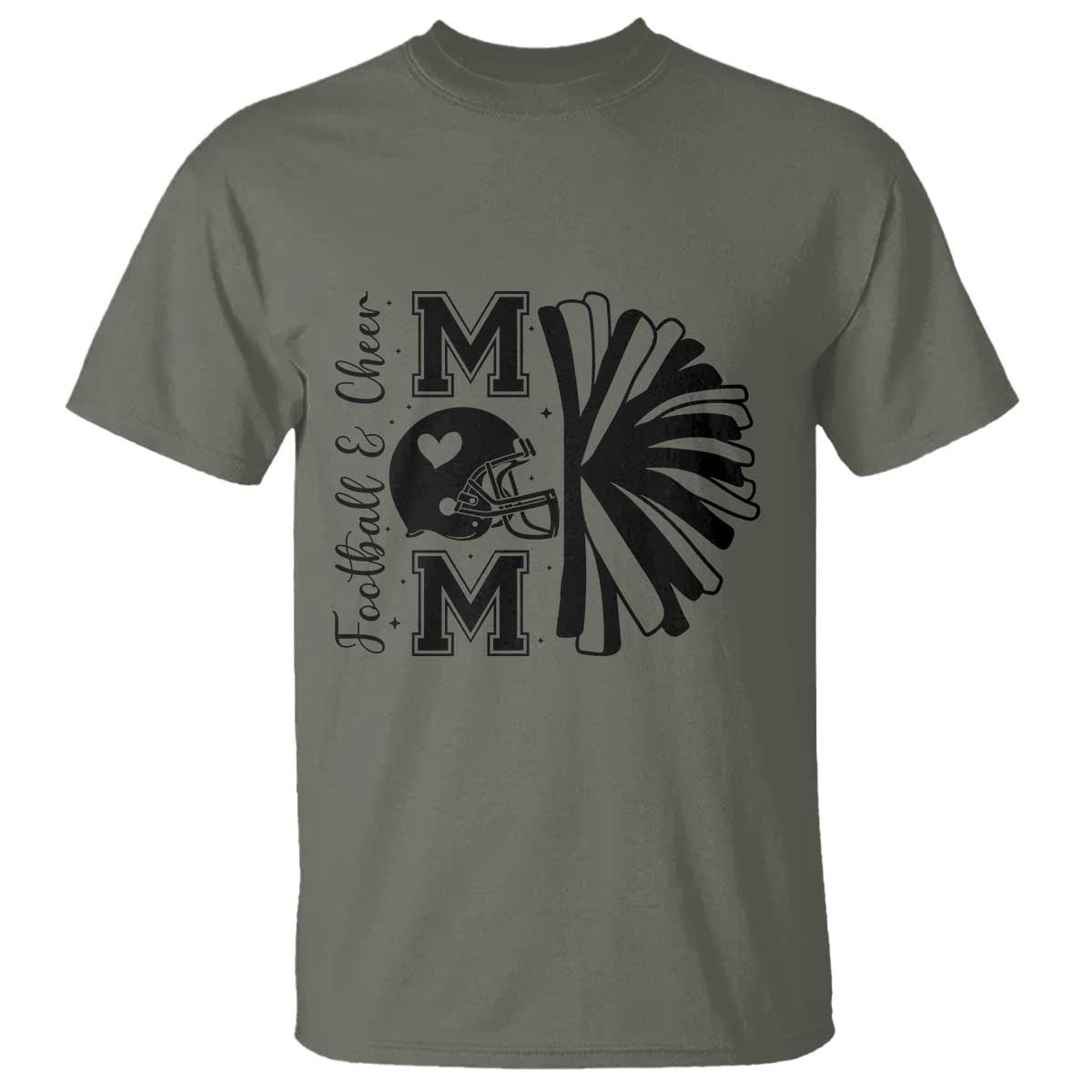 Proud Football And Cheer Mom Quote T Shirt Gift For Sports Season TS12 Military Green Print Your Wear