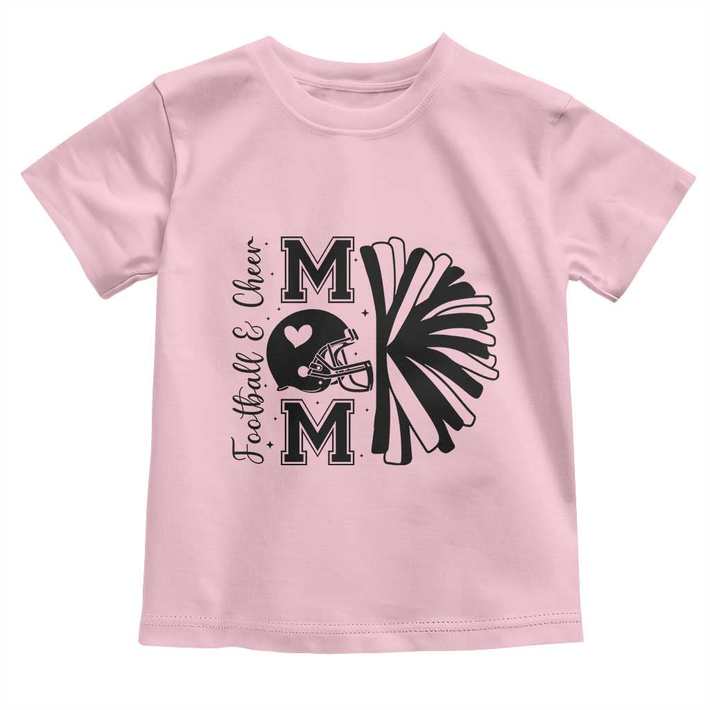 Proud Football And Cheer Mom Quote Toddler T Shirt Gift For Sports Season TS12 Light Pink Print Your Wear
