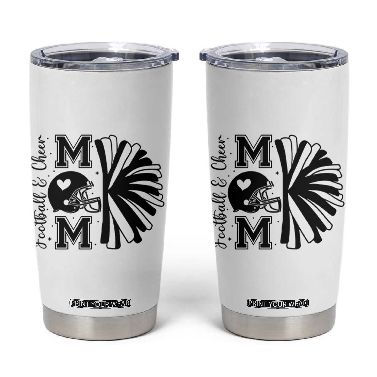 Proud Football And Cheer Mom Quote Tumbler Cup Gift For Sports Season TS12 White Print Your Wear