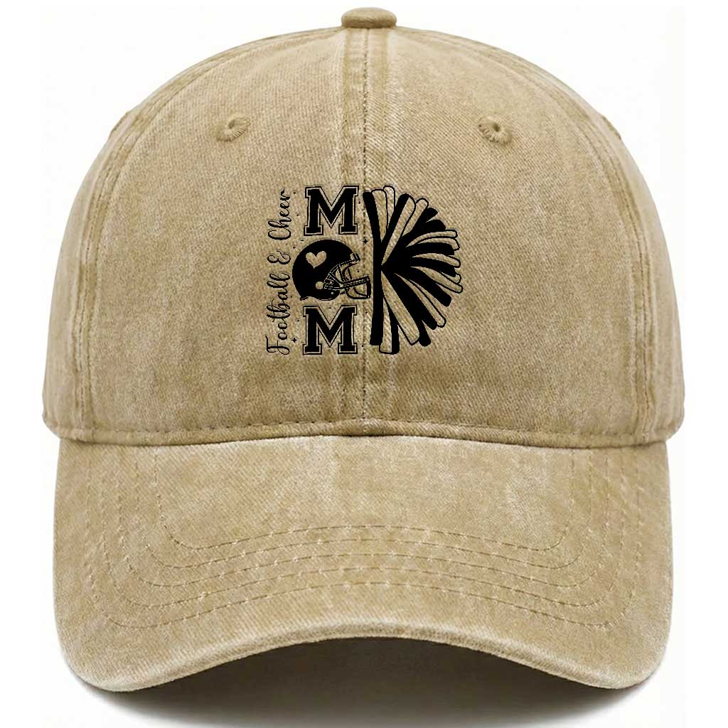 Proud Football And Cheer Mom Quote Washed Cotton Baseball Cap Gift For Sports Season TS12 Print Your Wear