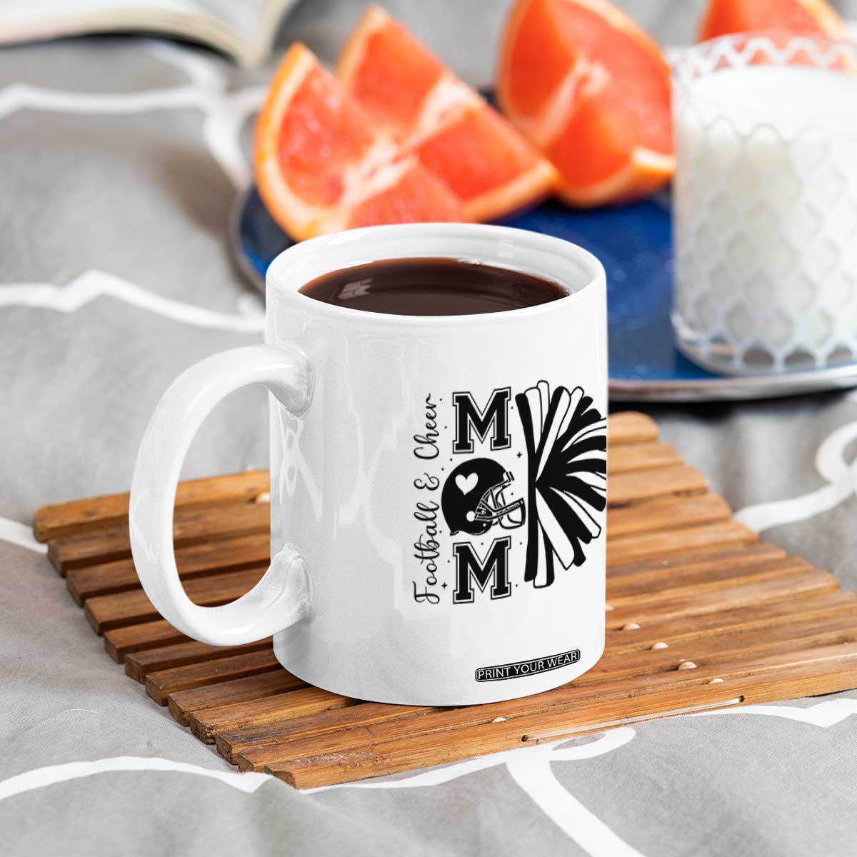Proud Football And Cheer Mom Quote Coffee Mug Gift For Sports Season TS12 Print Your Wear