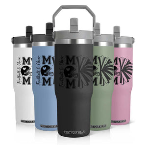 Proud Football And Cheer Mom Quote Flip Straw Tumbler Gift For Sports Season TS12 Print Your Wear