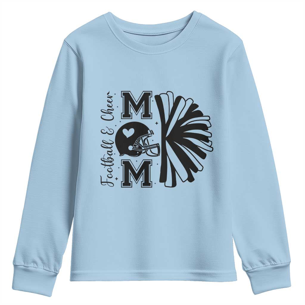 Proud Football And Cheer Mom Quote Youth Sweatshirt Gift For Sports Season TS12 Light Blue Print Your Wear