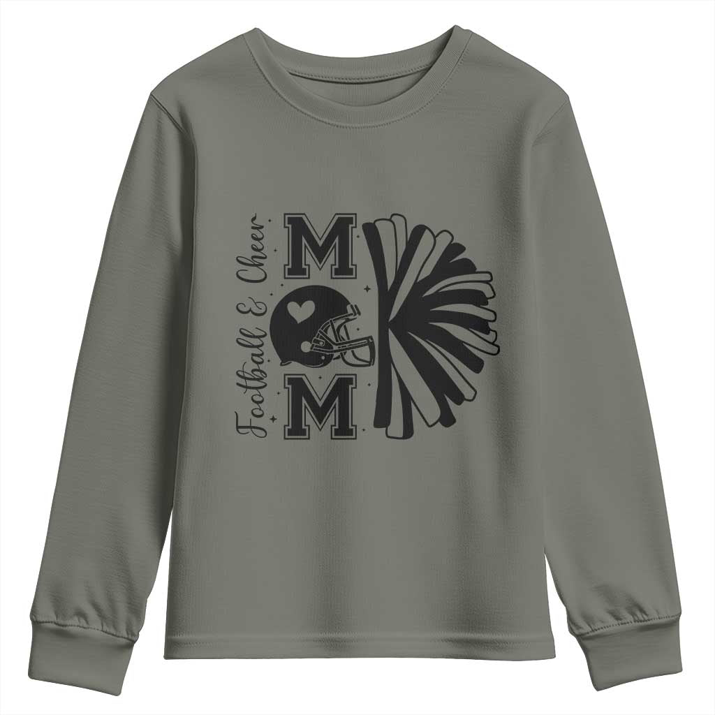 Proud Football And Cheer Mom Quote Youth Sweatshirt Gift For Sports Season TS12 Military Green Print Your Wear