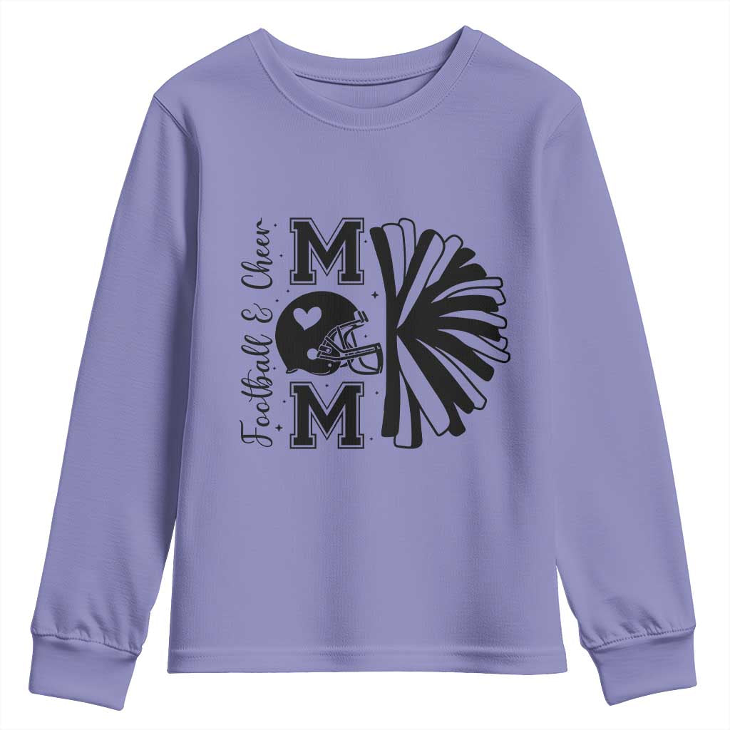 Proud Football And Cheer Mom Quote Youth Sweatshirt Gift For Sports Season TS12 Violet Print Your Wear