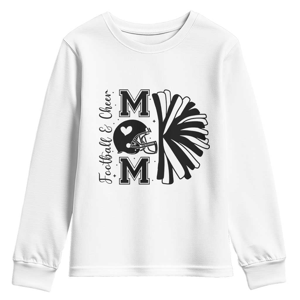 Proud Football And Cheer Mom Quote Youth Sweatshirt Gift For Sports Season TS12 White Print Your Wear